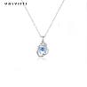 Buy cheap 1.1 Gram 16.76mm Sterling Silver Jewelry Necklaces 5A CZ Sapphire Stone Necklace from wholesalers
