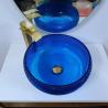 Buy cheap Italian Design Blue Glass Sink Bowl 16.5 Inch Round Glass Above Counter Basin from wholesalers