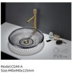 Vessel Shape Luxury Crystal Glass Basin Sink Counter Top Round for Bathroom