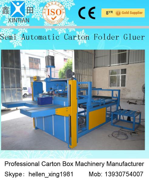 Quality Semi Automatic Folder Gluer Machine For Corrugated Paper / Carton Box Making for sale