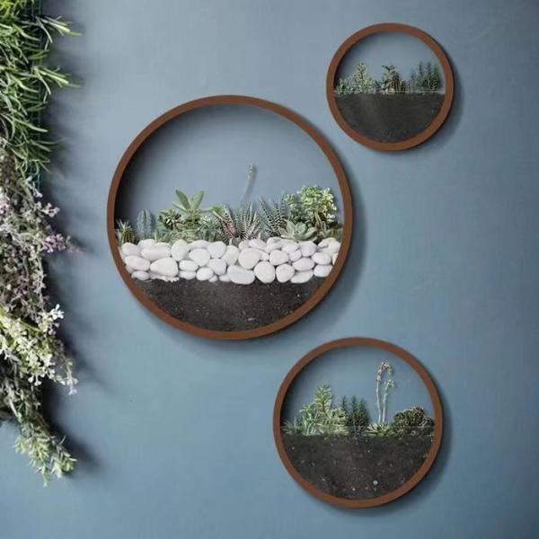 Buy cheap Home Metal Wall Decoration Corten Steel Half Round Wall Hanging Flower Pots from wholesalers