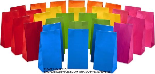 Solid Color Party Favor And Wrapped Treat Bags Blue, Red, Green, Yellow, Orange,