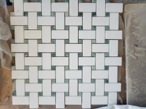 Wholesale Carrara White Bathroom Marble Mosaic Tile Chevron Pattern SGS Standard from china suppliers