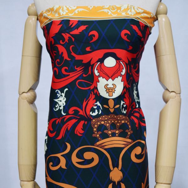 Royal Blue 100% Polyester Digital Print Fabric For Skirt