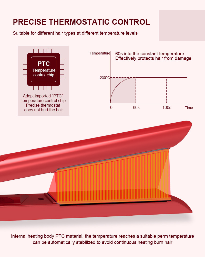 45W Ceramic Flat Iron Hair Straightener 3D Floating Titanium Plates Household