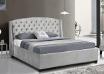 Upholstered Wingback Plywood Bed Frame Dark Grey Velvet Wing Headboard Queen