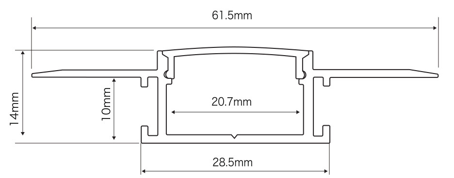 29*14mm Trimless Recessed LED Aluminium Profile For Plasterboard Ceiling