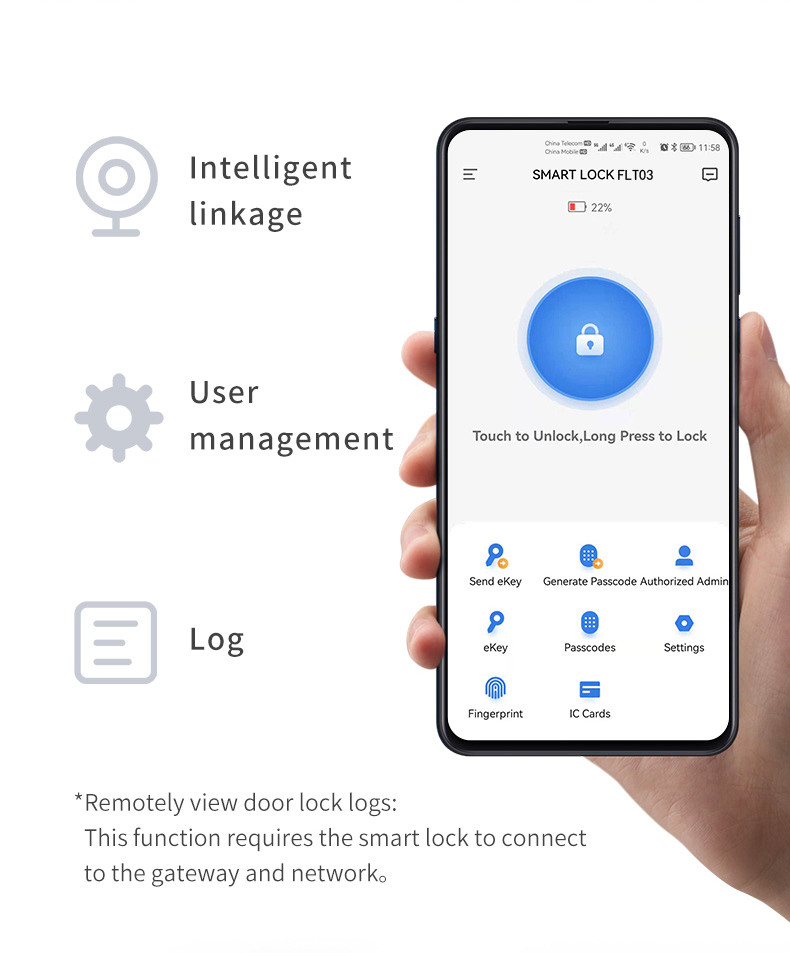 Black Square Handle Fingerprint Door Lock Tuya APP With Quick LockIdentification