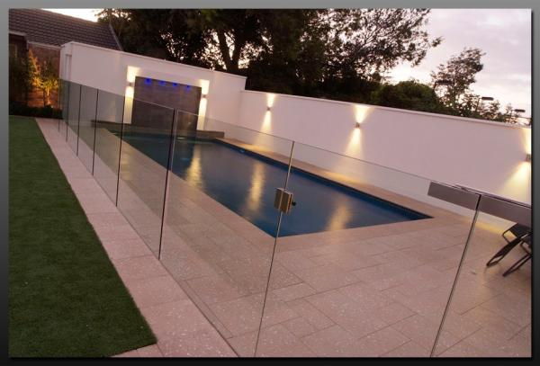 Buy cheap Tempered Swimming Pool Glass Fencing , Glass Deck Fencing Blue from wholesalers