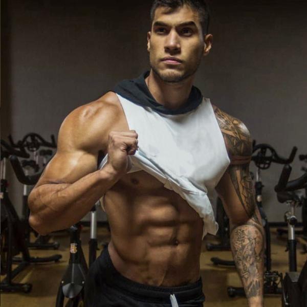 Buy cheap New Style Muscle Gym Hooded Vest Men's Sports Sleeveless Hoodies from wholesalers