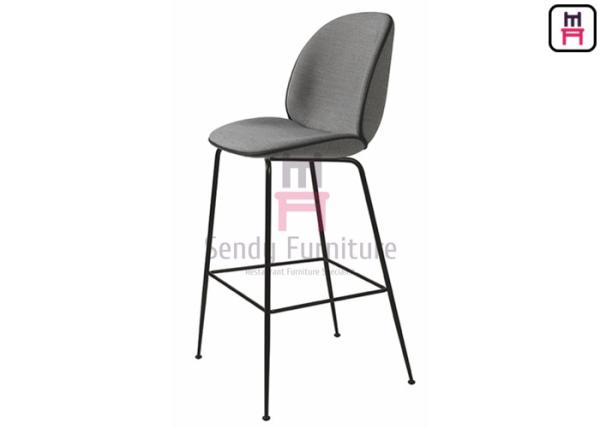Buy cheap Customized Restaurant Bar Stools , Gray Velvet Upholstered Bar Stools With Iron Legs from wholesalers