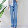 Buy cheap Embroidered Women Denim Wide Leg Pants , Girls Loose Fit Jeans Breathable from wholesalers