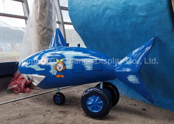 Buy cheap Durable Life Size Shopping Centre Decorations Small Fiberglass Cartoon Shark from wholesalers