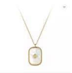 Large Tag 15.7'' Stainless Steel Necklace And Bracelet Set White Fritillary
