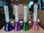 Ice Hookah Glass Smoking Pipe 7mm Glass Beaker With Luminous Decals 12Inch
