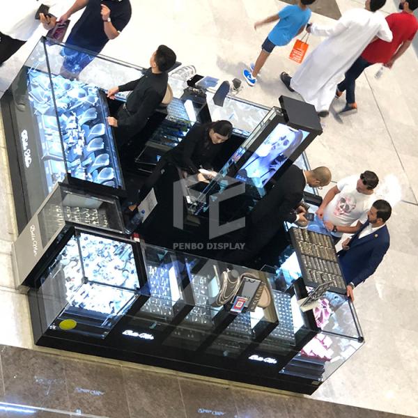 Buy cheap 3000*3000 Glass Jewellery Display Cabinet Kiosk 110cm High Stick Veneer from wholesalers