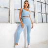 Buy cheap Recycled Nylon Yoga Set Clothes Eco - Friendly Sexy Diagonal Shoulder Bra Women's Sports Suit from wholesalers