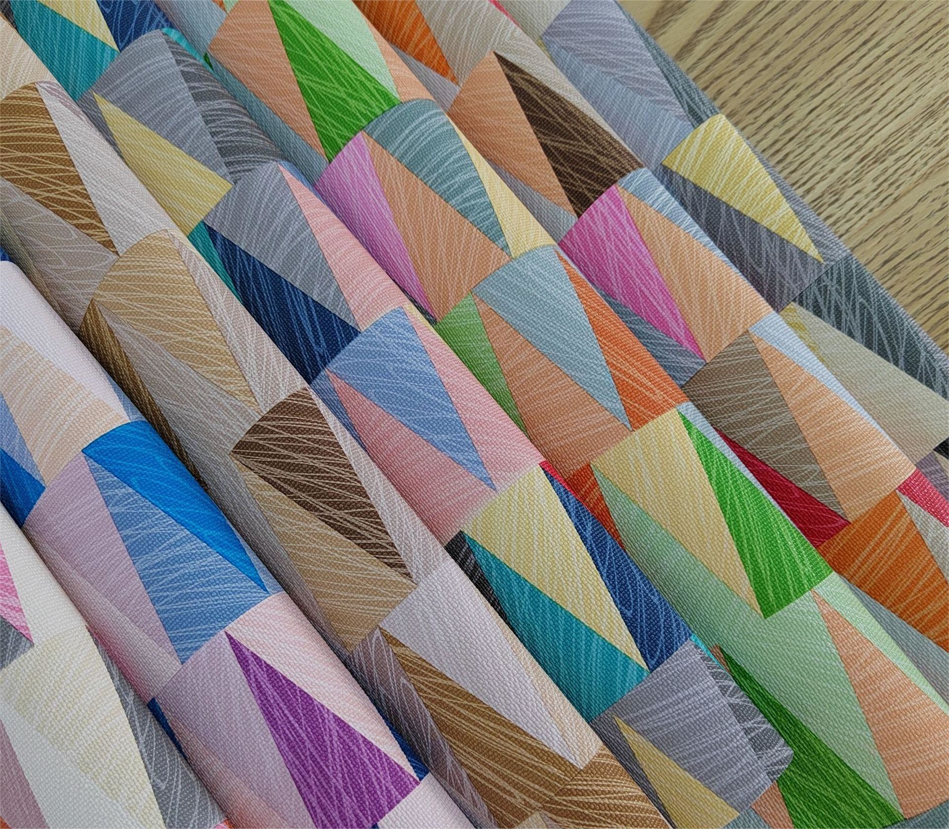 0.8mm Colorful Geometric Design PVC Leather For Handbag Packing Box Phone Case Decoration Usage