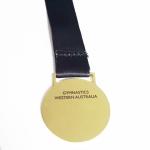 Round Iron Gymnastics Metal Sports Medal Gold Finish With Satin Ribbon Attached