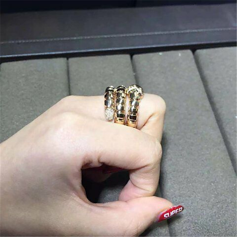 Luxury jewe factory serpenti series ring 18k white gold yellow gold rose gold diamond ring