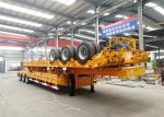 Heavy Duty 3 Axles 60 Ton Semi Trailer Low Flat Bed Truck