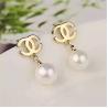 Buy cheap Logo Earrings in 18K Yellow Gold with Dropping Pearl Fashion Lady Jewelry Global Shipping from wholesalers