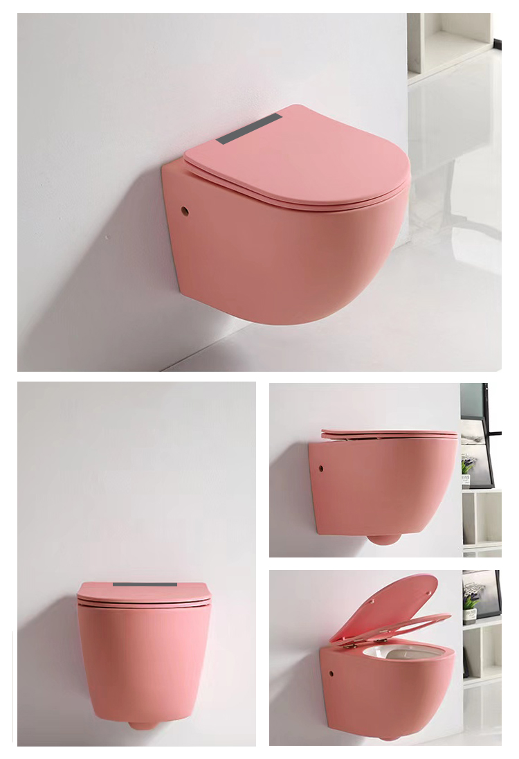 Ceramic Bathroom Sanitary Ware WC Matt Color Modern Wall Hung Toilet