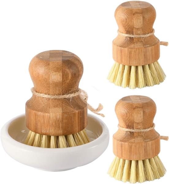 Buy cheap 100% Natural Bamboo Scrubbing Brush Wooden Pot Scrubber 48mm Set SGS from wholesalers