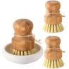 Buy cheap 100% Natural Bamboo Scrubbing Brush Wooden Pot Scrubber 48mm Set SGS from wholesalers