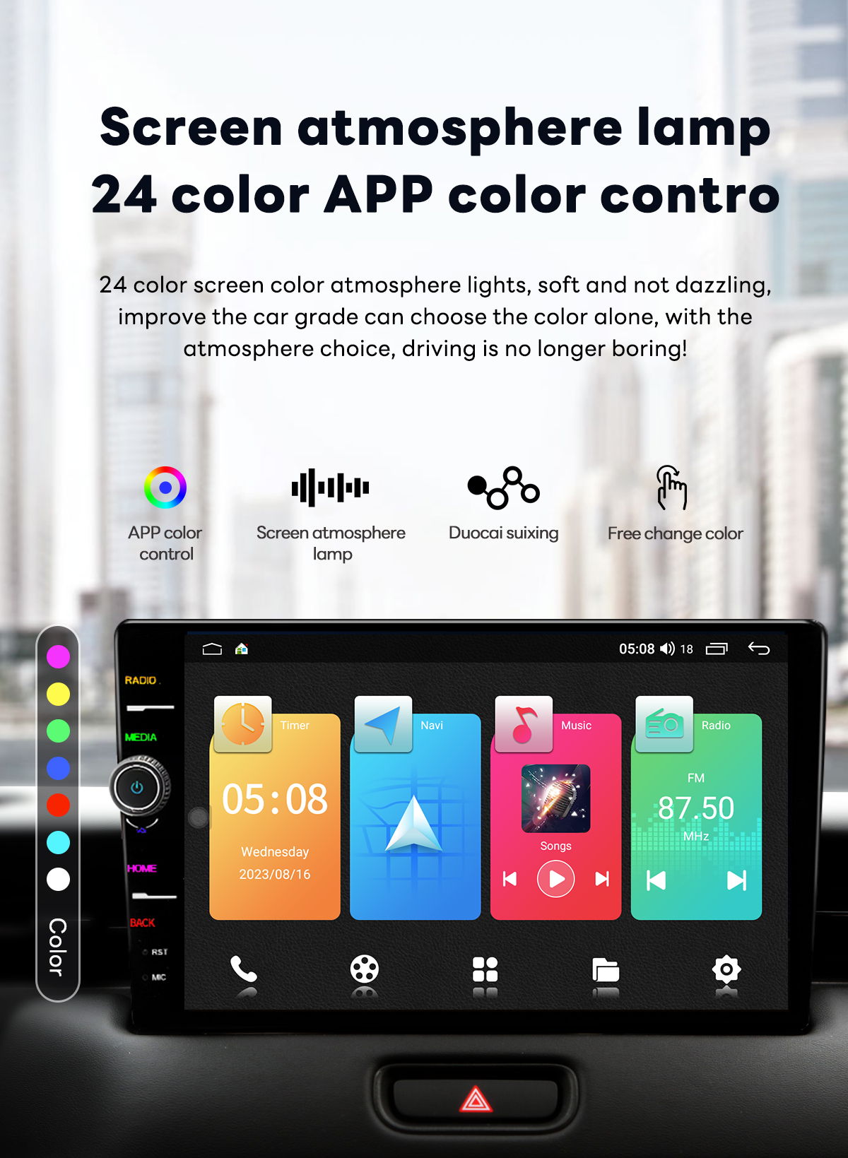 Universal 9inch 2DIN Android12 Car Multimedia Player with Stereo GPS Navigation DVD Video Carplay