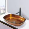 Buy cheap Foil Gold Tempered Glass Wash Basins Glass Bowl Melon Shape Bathroom Vessel Sinks from wholesalers
