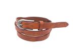 Female 3/4" ( 18 mm ) Full Grain Leather Belt Vintage Embossed Skinny