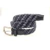 Buy cheap Woven Cotton & Leather Stretch Mens Belt, Black/Blue, 35MM Wide from wholesalers