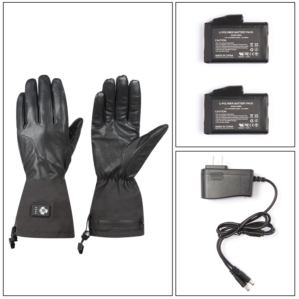 PU Rechargeable Heated Gloves Winter Waterproof Split Finger 5V USB DC 7.4v 12v 2200 2600 3000Mah