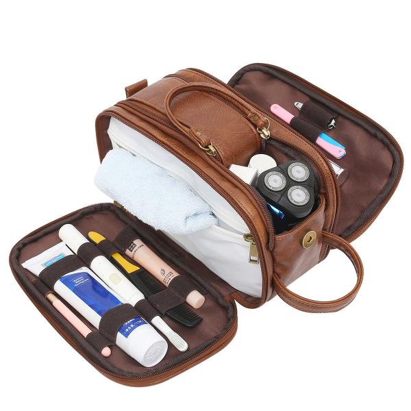Buy cheap Bathroom Men PU Leather Toiletry Wash Bag Travel Shaving Dopp Kit Water Resistant from wholesalers