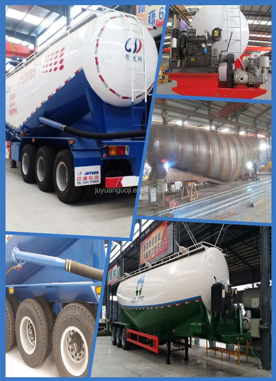 Mechanical/Air Suspension Semi-Trailer 2 Axle Tanker Trailer for Bulk Cement Transport