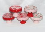Valentine Day Decaled Ceramic Mini Cake Stand , Dolomite 4 Inch Cake Stand