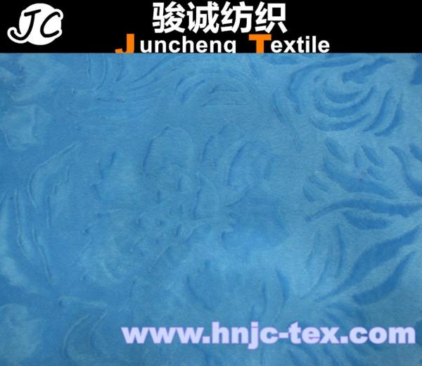 Brushed blue flower short pile velboa fabric velour for sofa upholstery