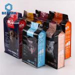 Printed Resealable Flat Bottom Pet Food Bag Hot Stamping With Zipper
