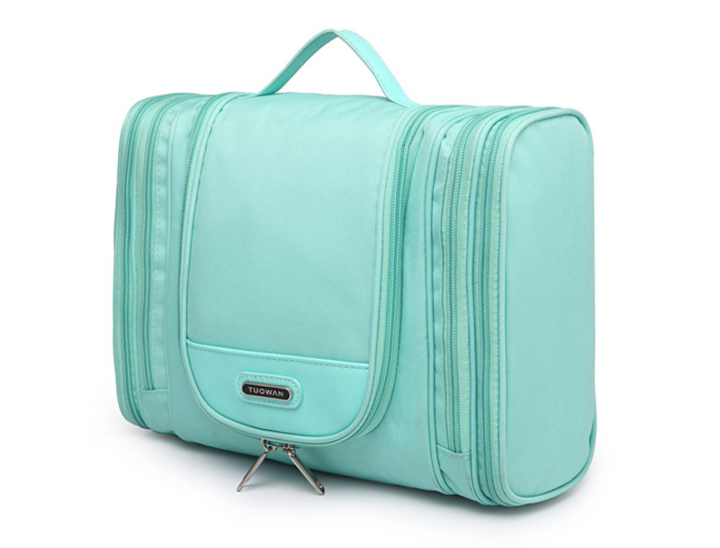 Girls Double Zipper Polyester Hanging Travel Toiletry Bag