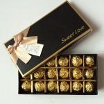 Handmade Cardboard Chocolate Packaging Gold Stamping Ribbon Screen Printing