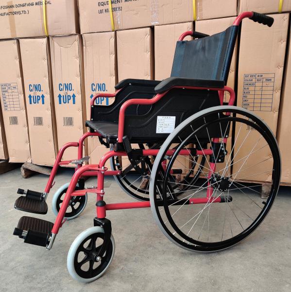 Buy cheap Color Coating Folding Steel Wheelchair With Flip Up Desk Armrest Detachable Footrest from wholesalers