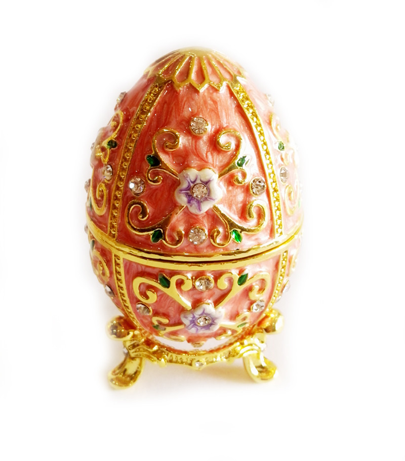 Zinc Alloy Luxury Easter Egg jewelry Box Russian Reticulate Metal Faberge Egg Easter Egg Gift Decorate Box Home Desk