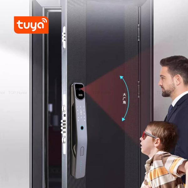 Full Auto Face Recognition Door Lock Tuya Anti Peep Smart Password Front Door