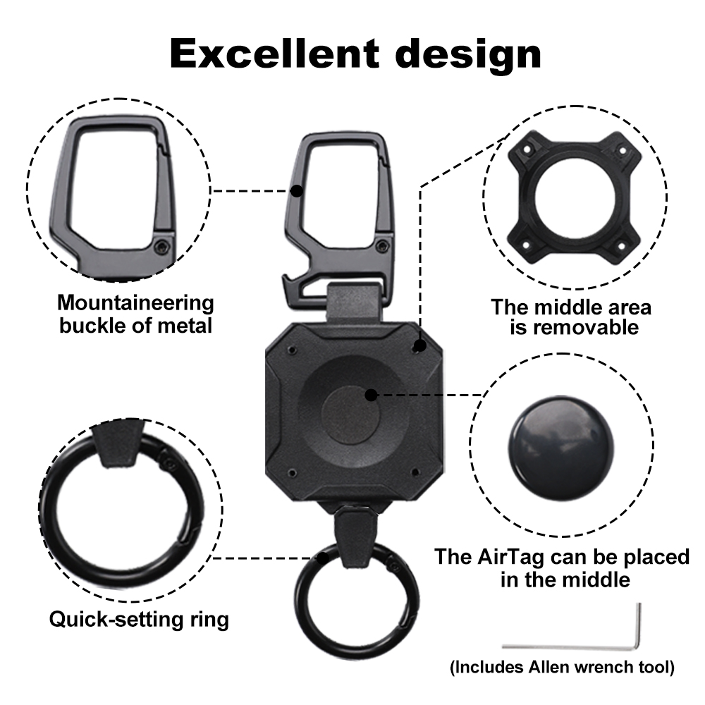 Deyi Badge Reel Impact Resistance ID Badge Reels Wire Rope Key Ring Aluminum Ring Carbon Fiber-Texture