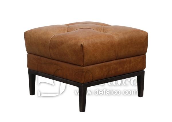 Buy cheap Vintage H49cm Wood Leather Ottoman Footstool For Living Room from wholesalers