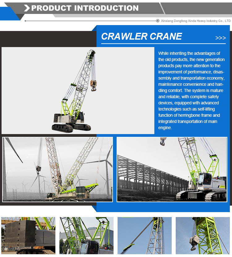 Used QUY55 55 Ton Crawler Crane for Construction Gradeability 30% Original Sale