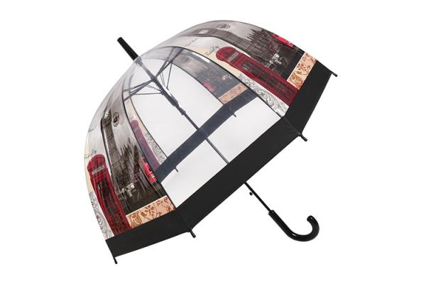 Buy cheap Printing POE Clear Dome Shaped Umbrella Compact Bubble Umbrella With Black Trim from wholesalers