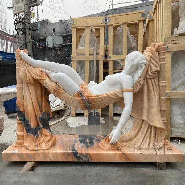 Buy cheap Sleeping Beauty Marble Girl Garden Statues Life Size Stone Carvings Woman Sculptures Modern Art Outdoor from wholesalers