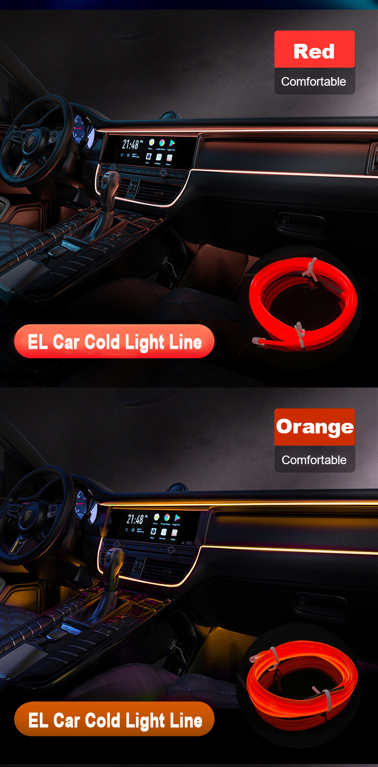 5M EL Car Cold Light Line RGB Neon Interior Atmosphere Light